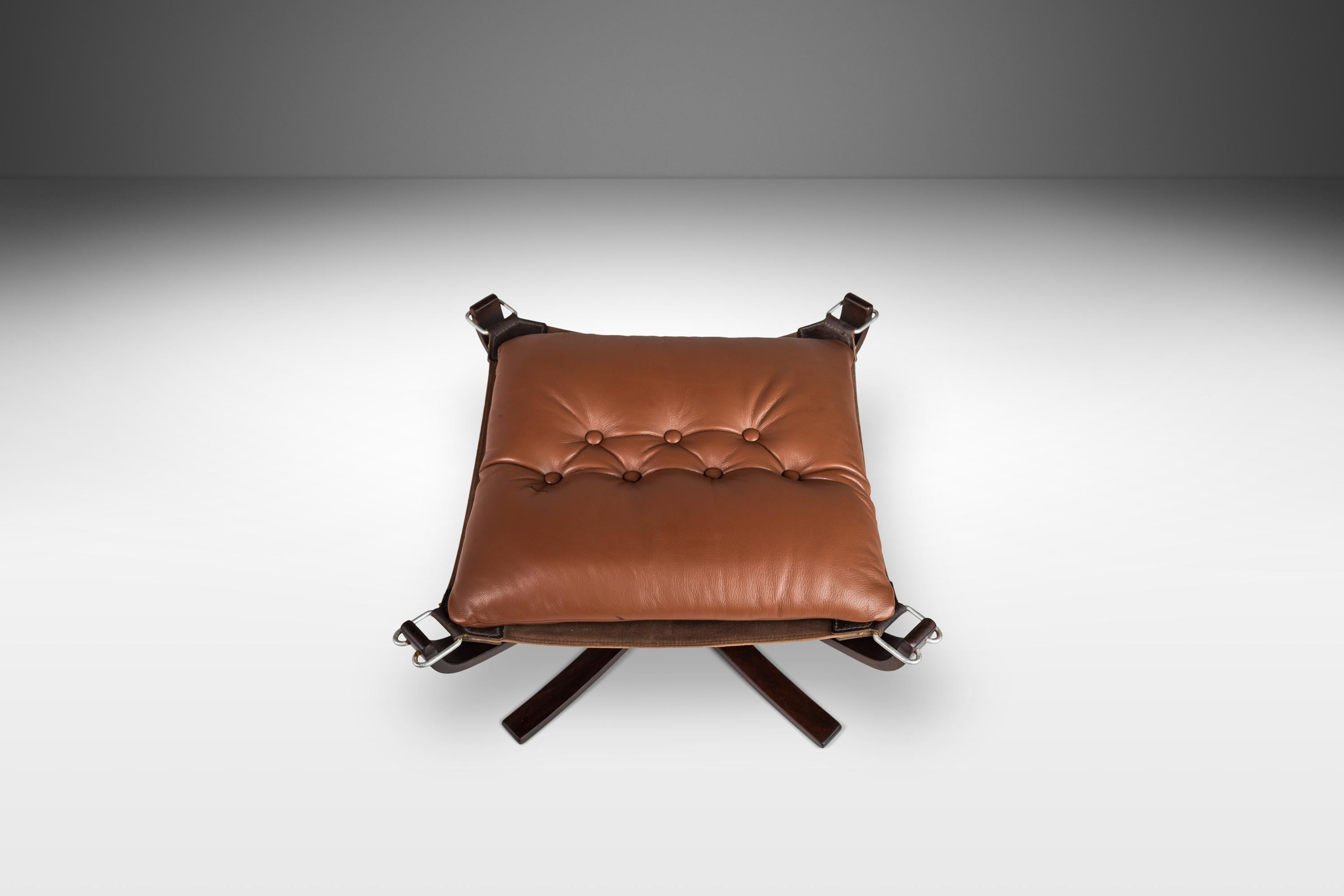 Danois Pouf pour chaise Falcon en cuir par Sigurd Ressell pour Vatne Møbler, c.C. 1970 en vente
