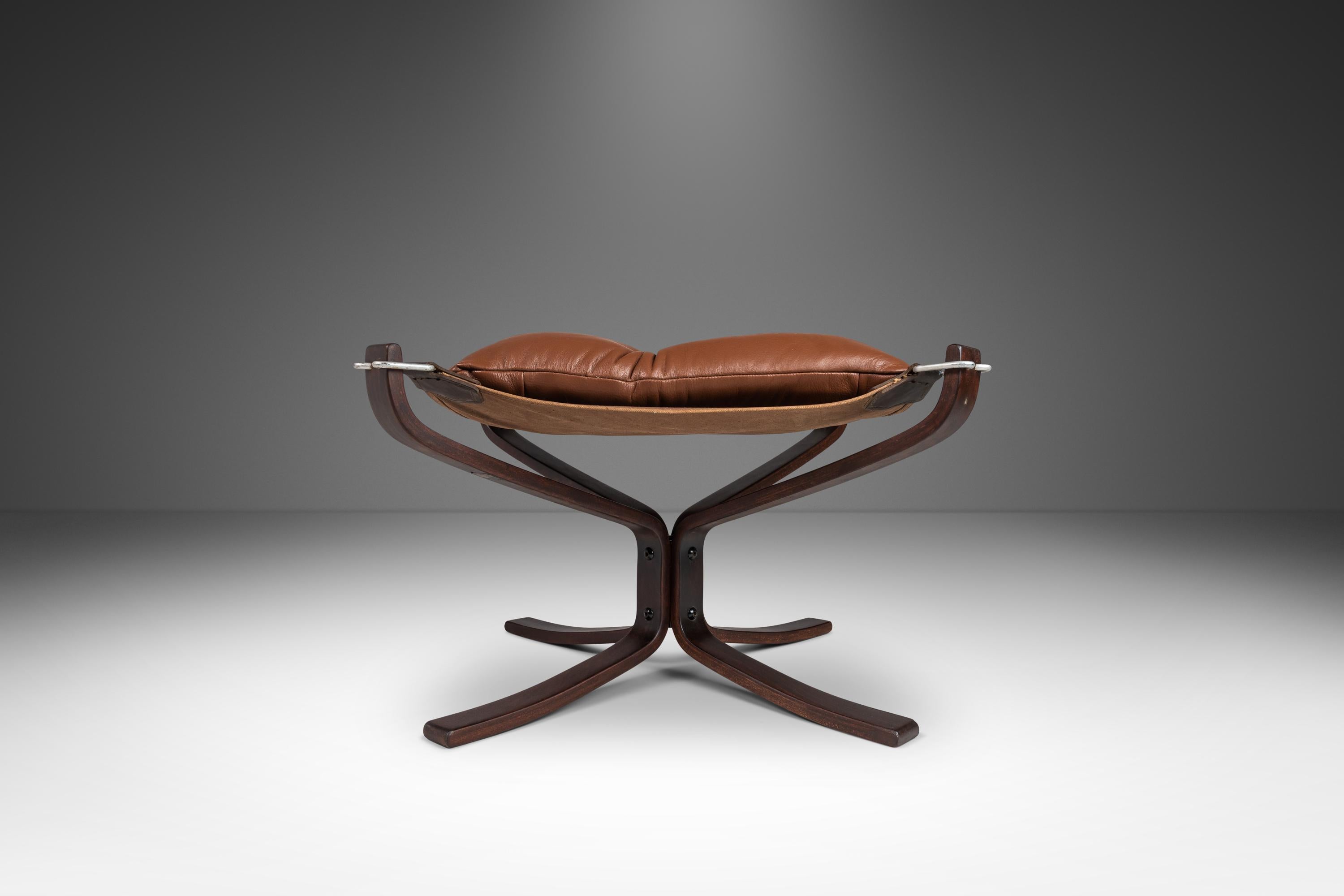 Fin du 20e siècle Pouf pour chaise Falcon en cuir par Sigurd Ressell pour Vatne Møbler, c.C. 1970 en vente