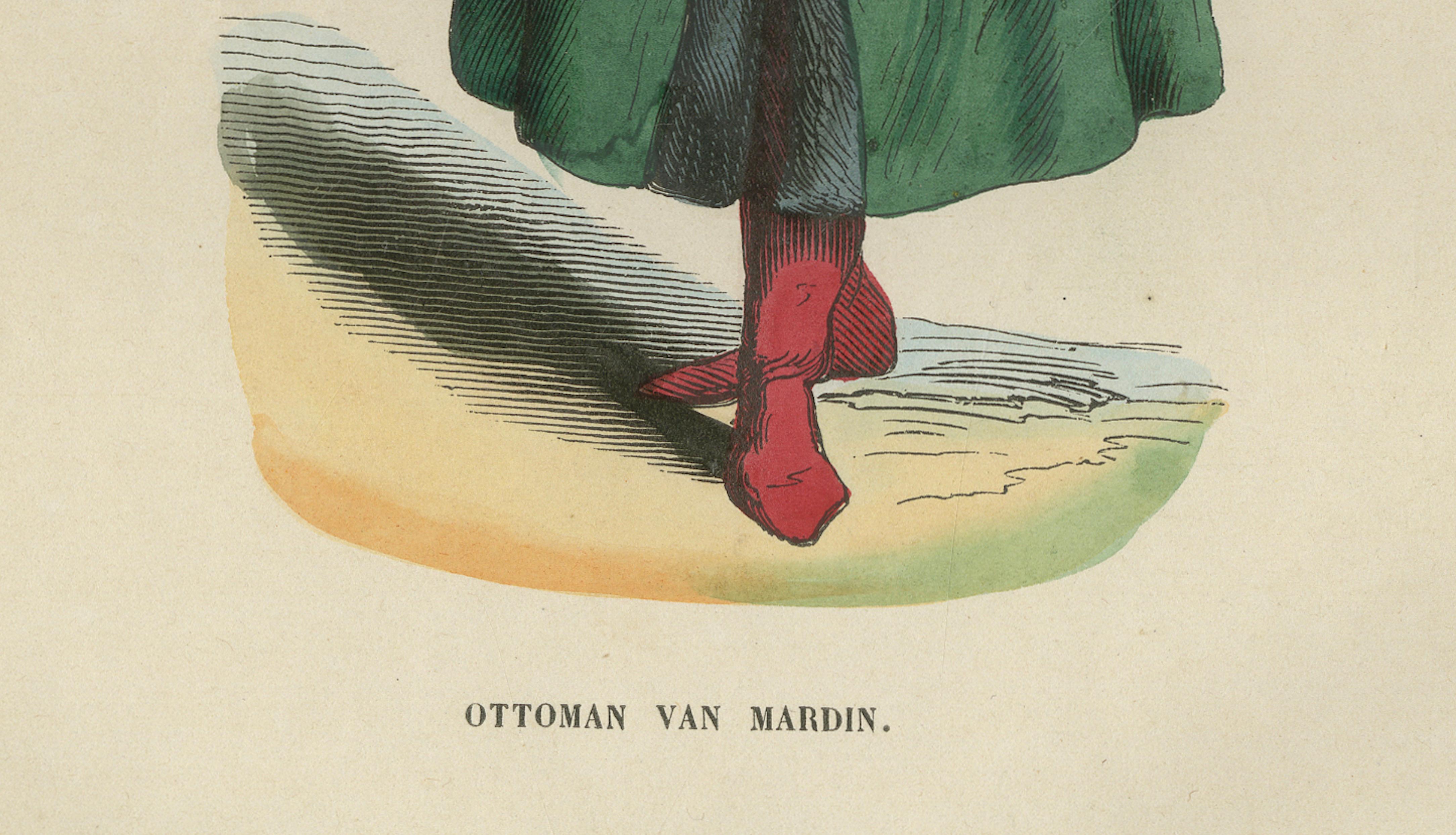Ottoman Gentleman from Mardin (Mesopotamia) - Antique Costume Lithograph, c.1852