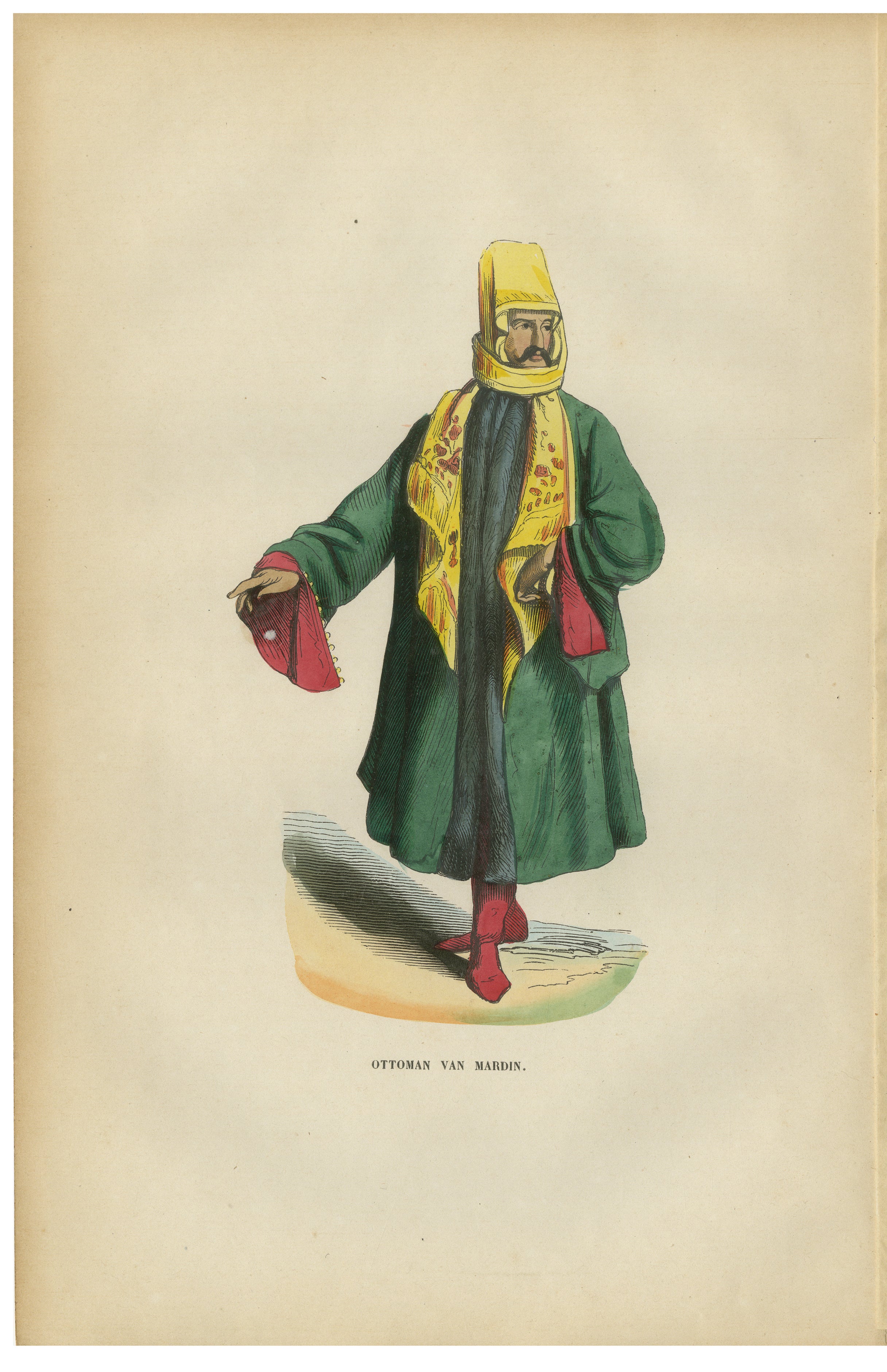 Ottoman Gentleman from Mardin (Mesopotamia) - Antique Costume Lithograph, c.1852