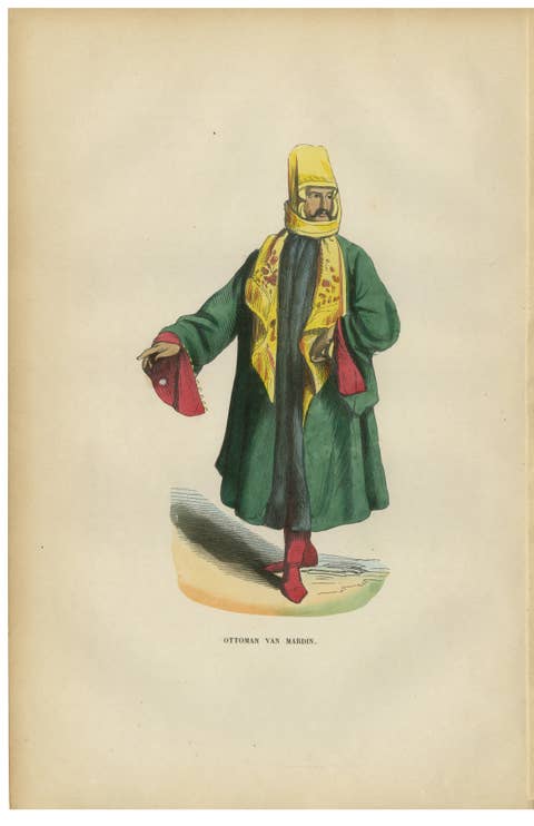Ottoman Gentleman from Mardin (Mesopotamia) - Antique Costume Lithograph, c.1852