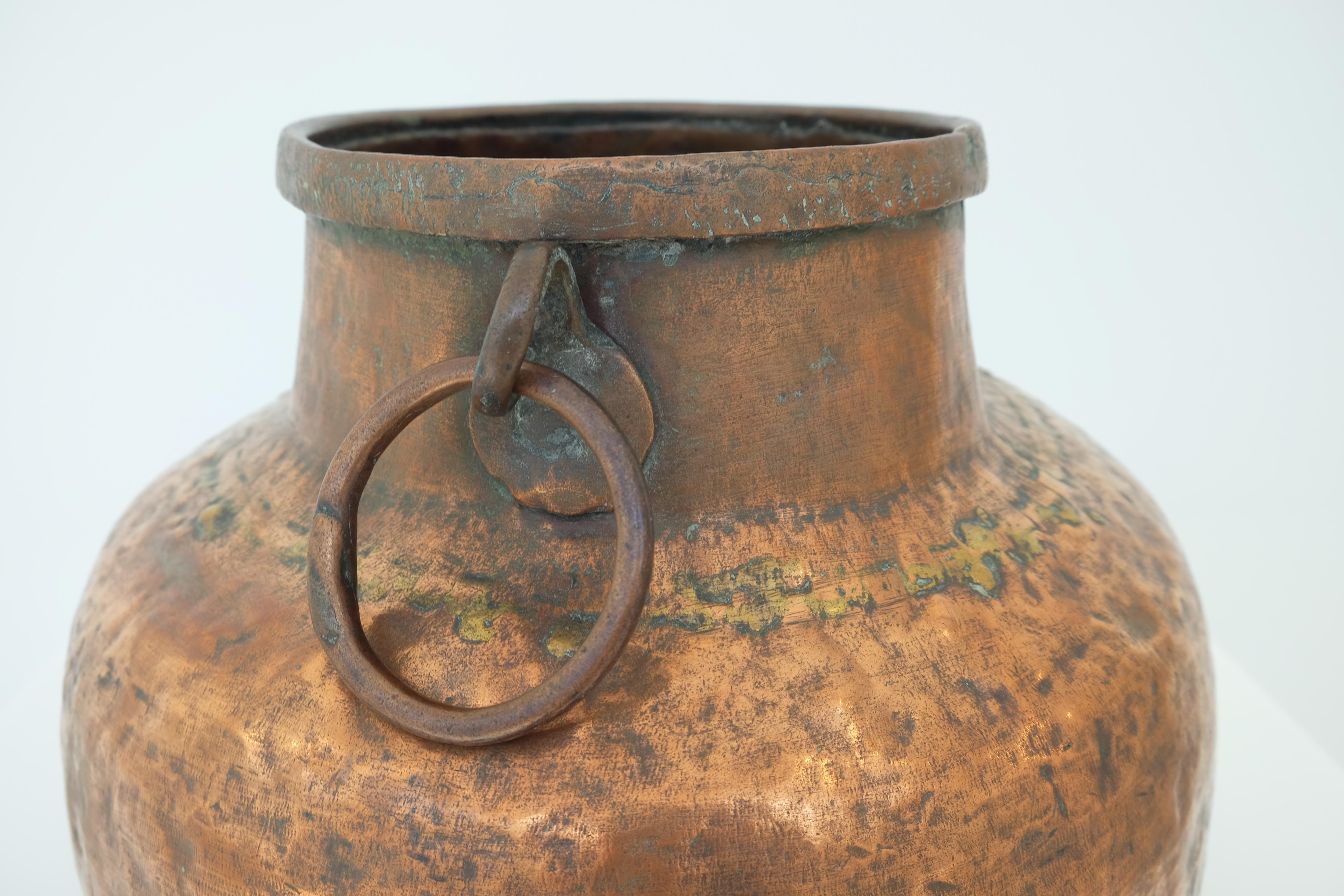 Turkish Ottoman Hammered Copper Vessel, 18th Century For Sale