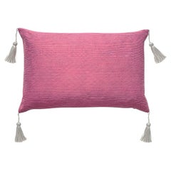 Ottoman Handwoven Silk Pink and White Stripe Cushion