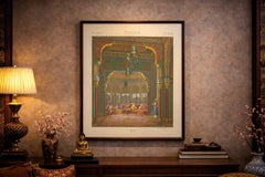 Ottoman Harem Interior Lithograph, Turkish Palace Scene, Color, c.1888