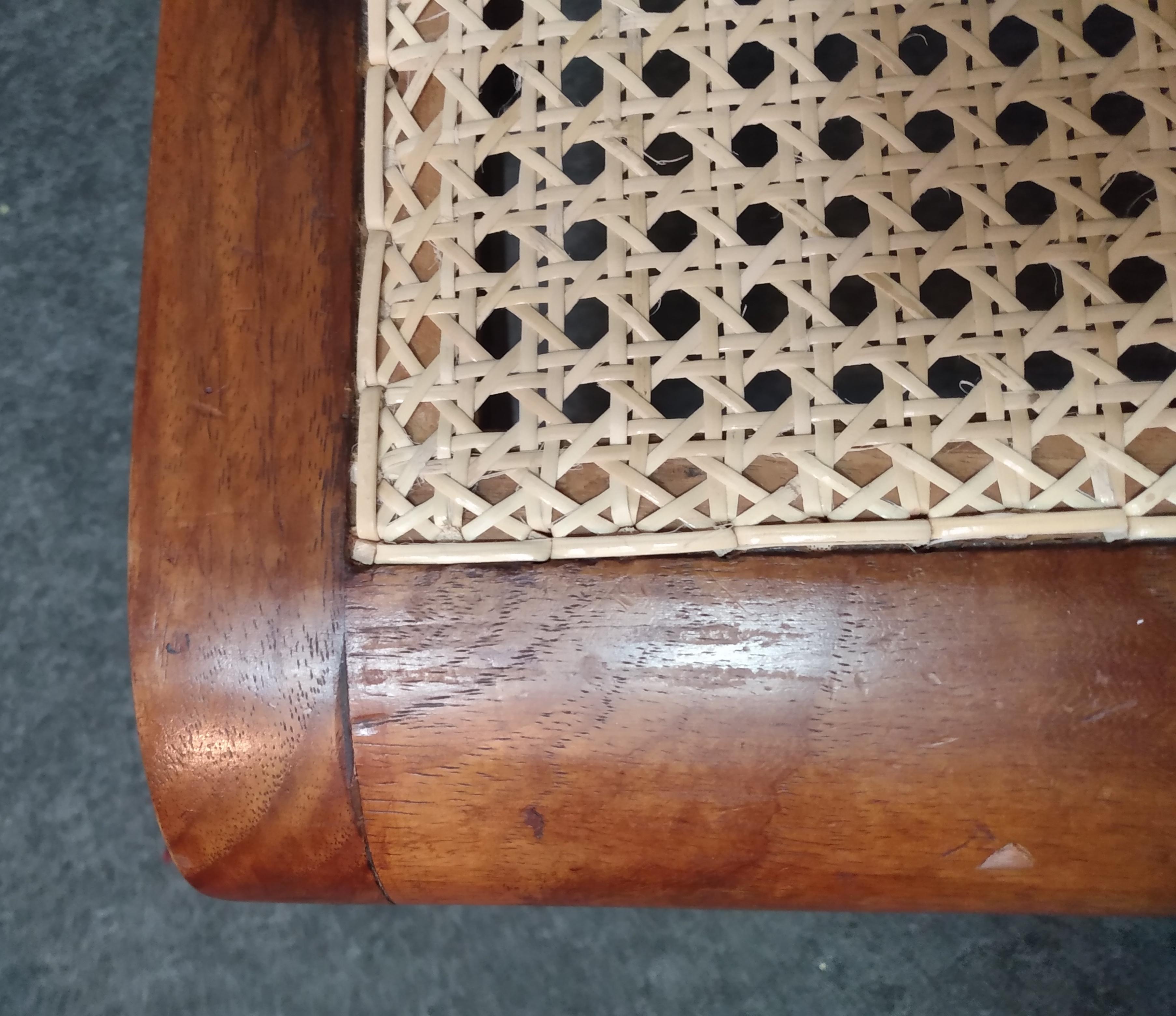 Ottoman in English colonial style made of solid teak wood, mid century en vente 2