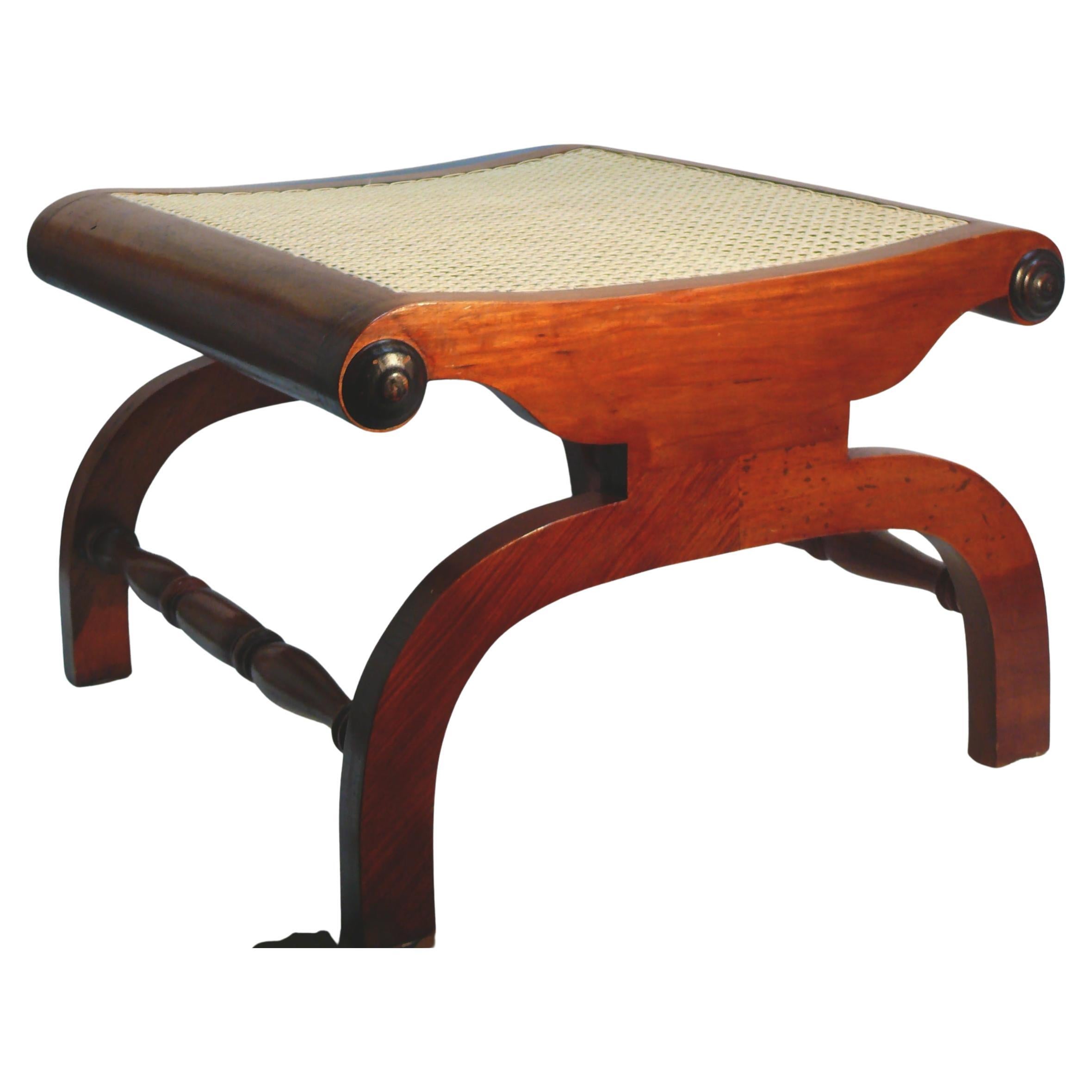 Ottoman in English colonial style made of solid teak wood, mid century