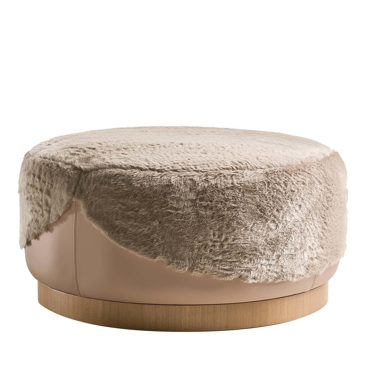 Modern Ottoman in Furs Pearl Ottoman by Fratelli Boffi For Sale