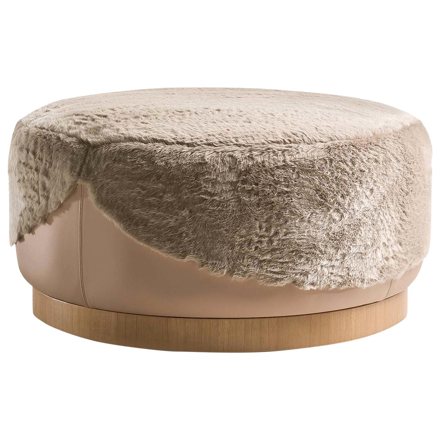 Ottoman in Furs Pearl Ottoman by Fratelli Boffi For Sale