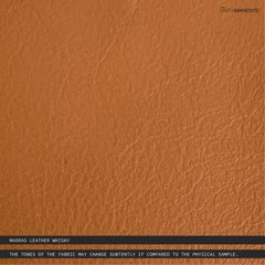 Ottoman in Natural Leather Upholstery and Metal Rim