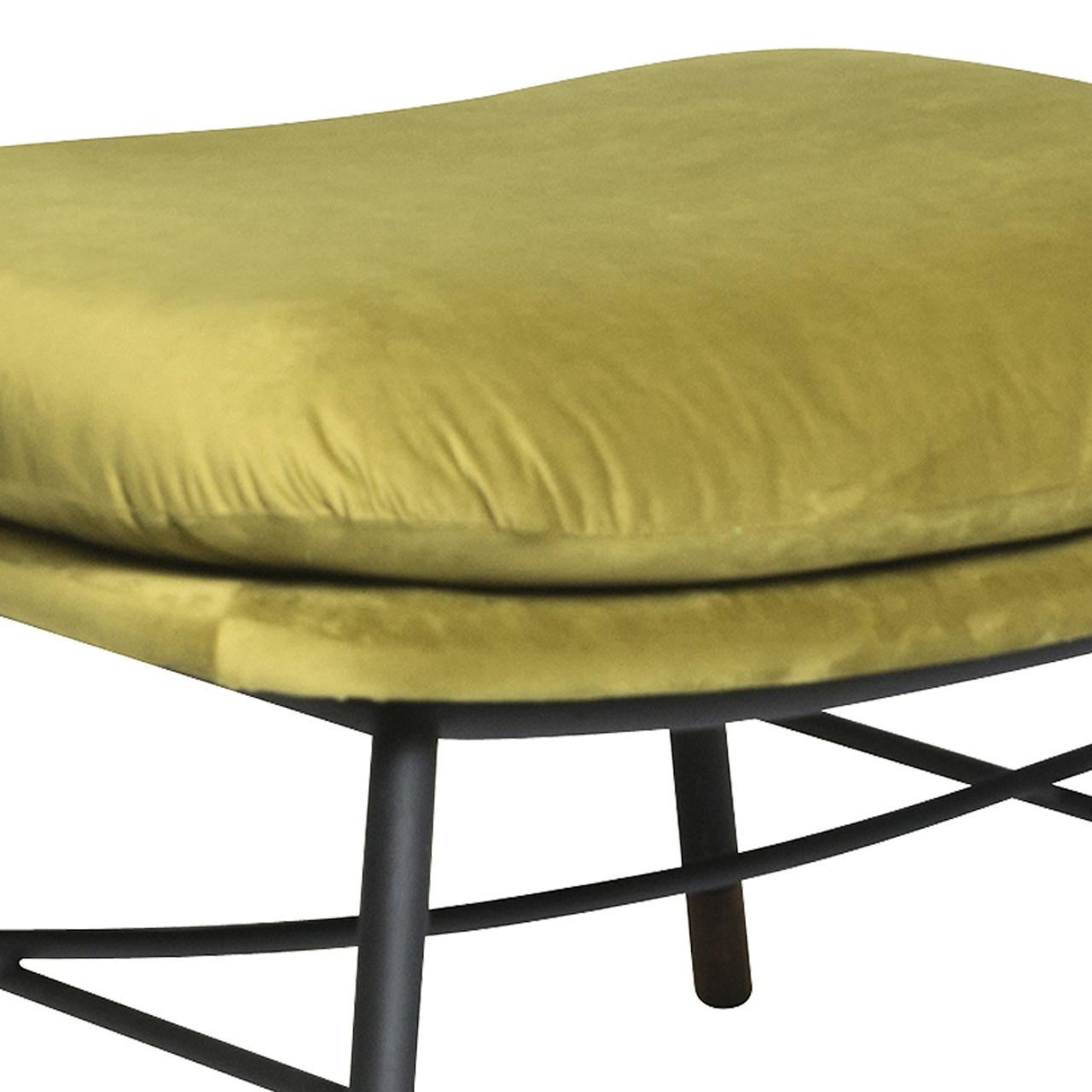 Modern Ottoman in Velvet by Mool, Contemporary Mexican Design For Sale