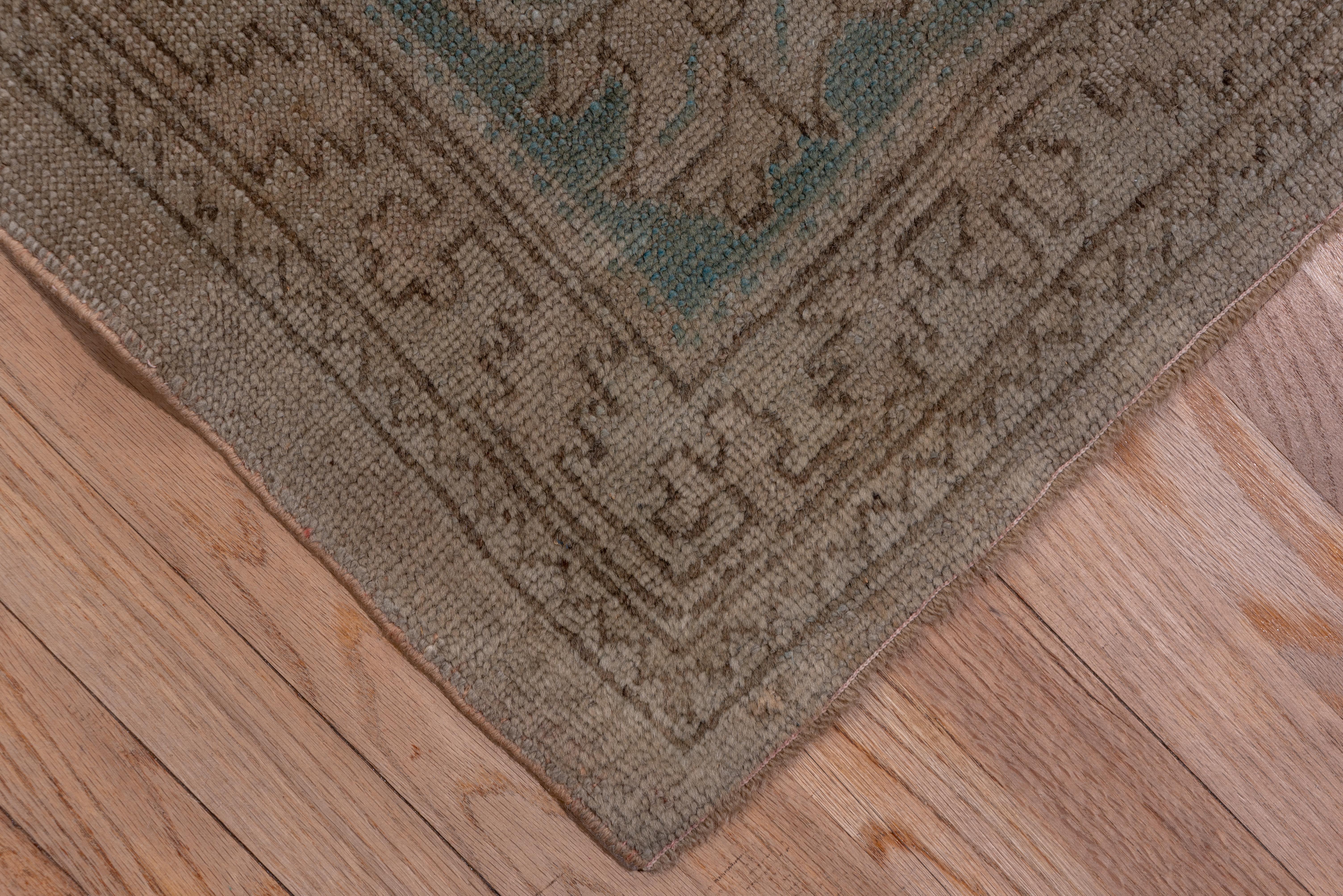 20th Century Antique Green Oushak Carpet, Circa 1910s For Sale