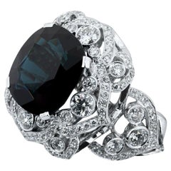 Olympus Art Cretified Ottoman Inspired Diamond and Sapphire Ring