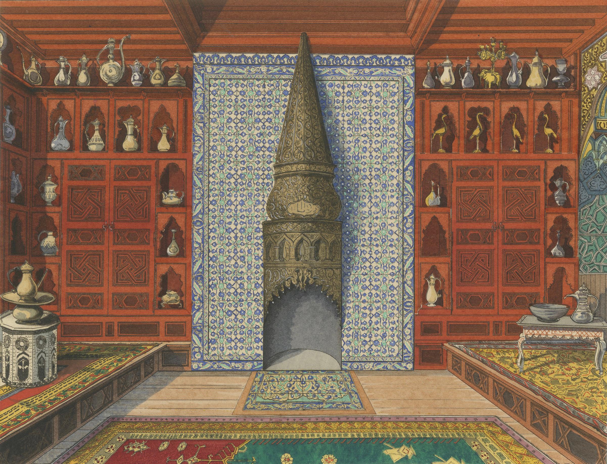 Ottoman Interior with Monumental Iznik Fireplace, ca.1900