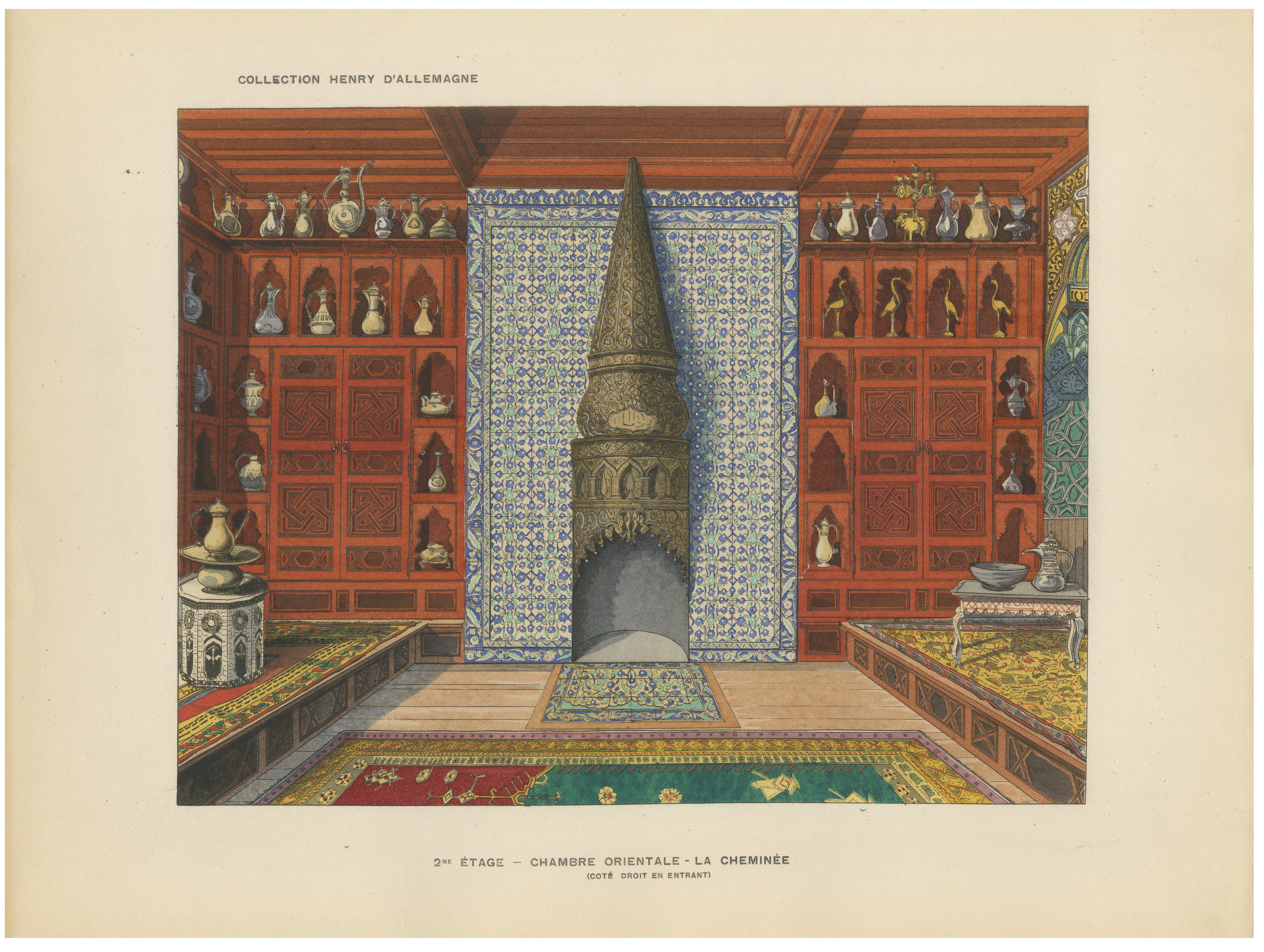 Interieur im osmanischen Stil mit monumentalem Iznik-Kamin, um 1900 im Angebot