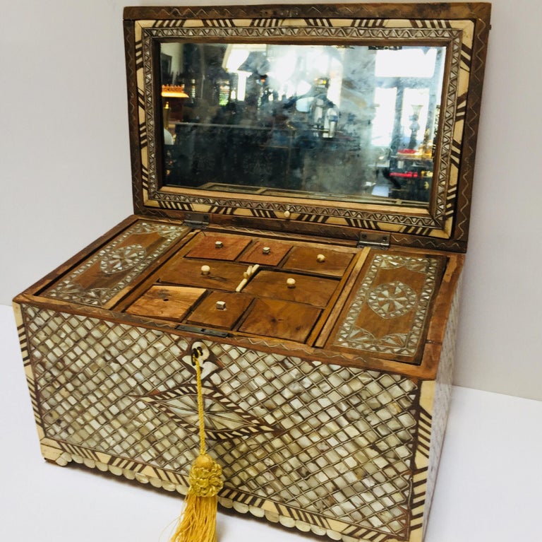 Ottoman Jewelry Box Inlaid with MotherofPearl and Camel Bone at