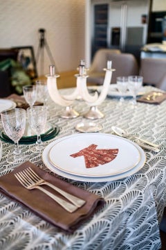 Ottoman Kaftan Porcelain Dinner Plate with Gold Rim Made in Italy Kaft3