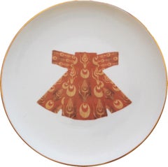 Ottoman Kaftan Porcelain Dinner Plate with Gold Rim Made in Italy Kaft3