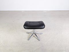 Otomana Leder Hocker schwarz Vintage 1990 Fußhocker taburete