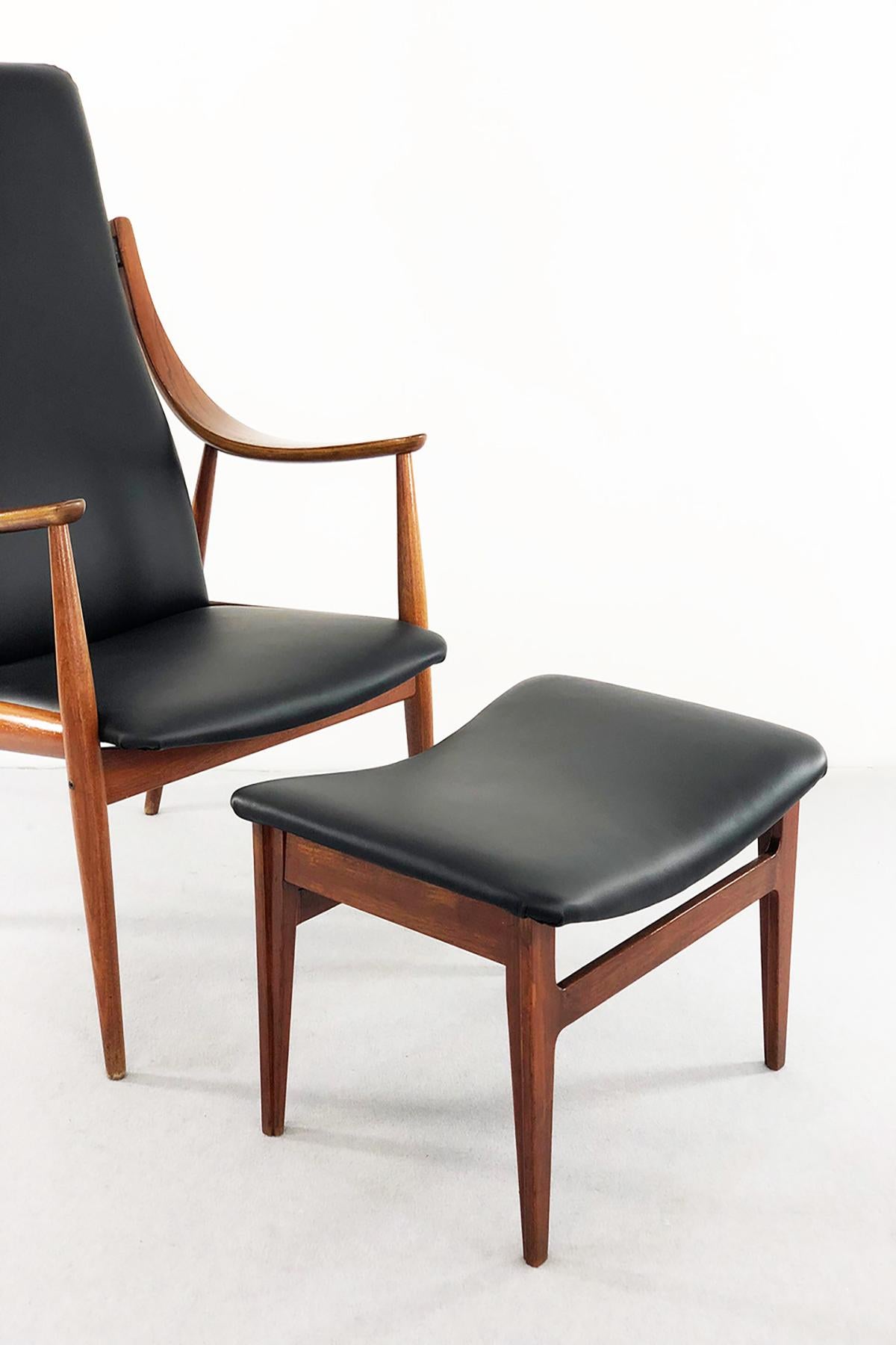 Ottoman and Lounge Chair by Peter Hvidt for France & Son In Good Condition In Milano, IT
