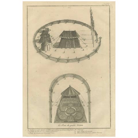 Ottoman Military Encampment – The Grand Vizier’s Tent, 1734 Engraving