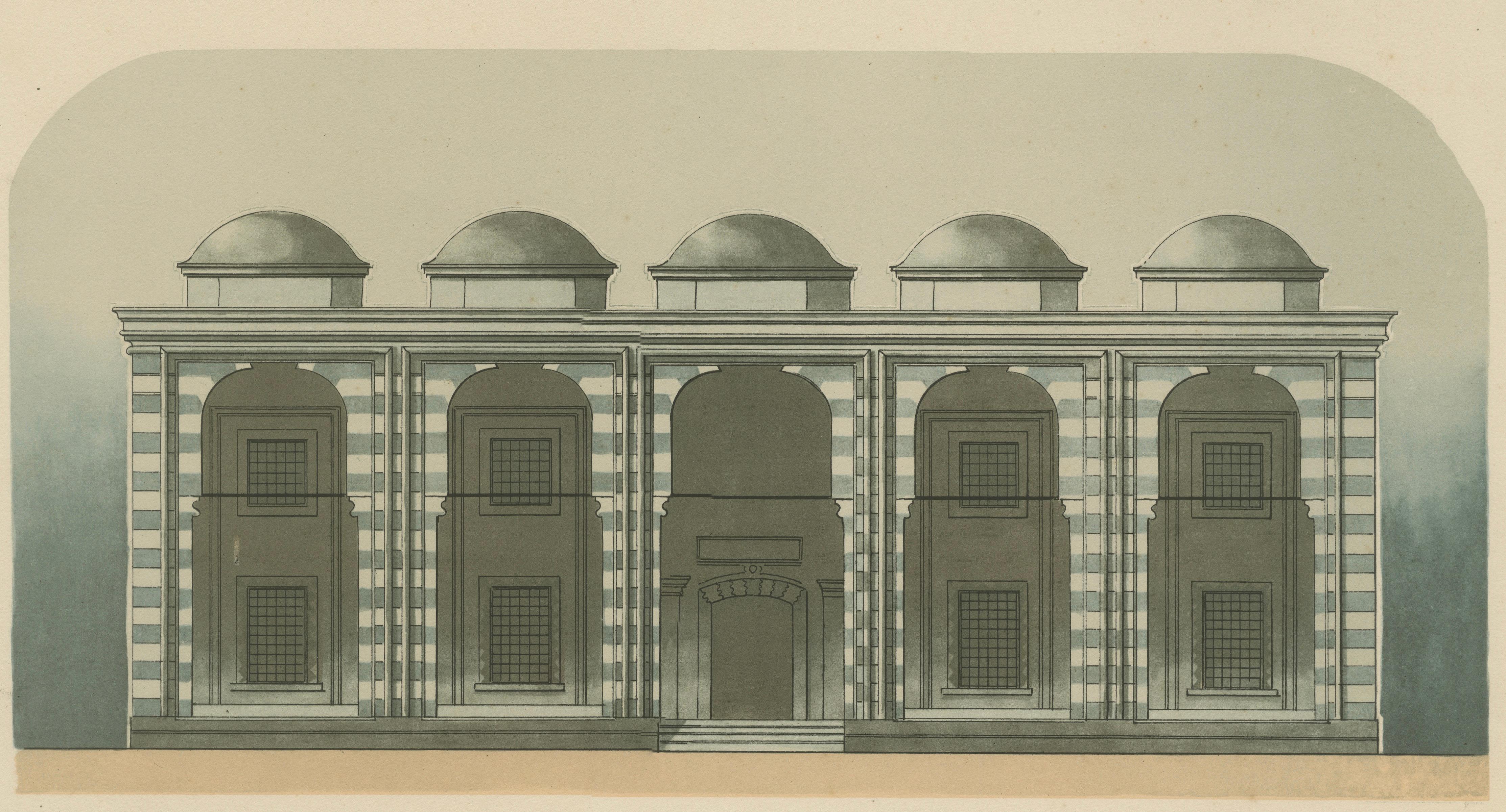 Ottoman Mosque Facade Lithograph, Bursa (Bayezid Yıldırım), 1924