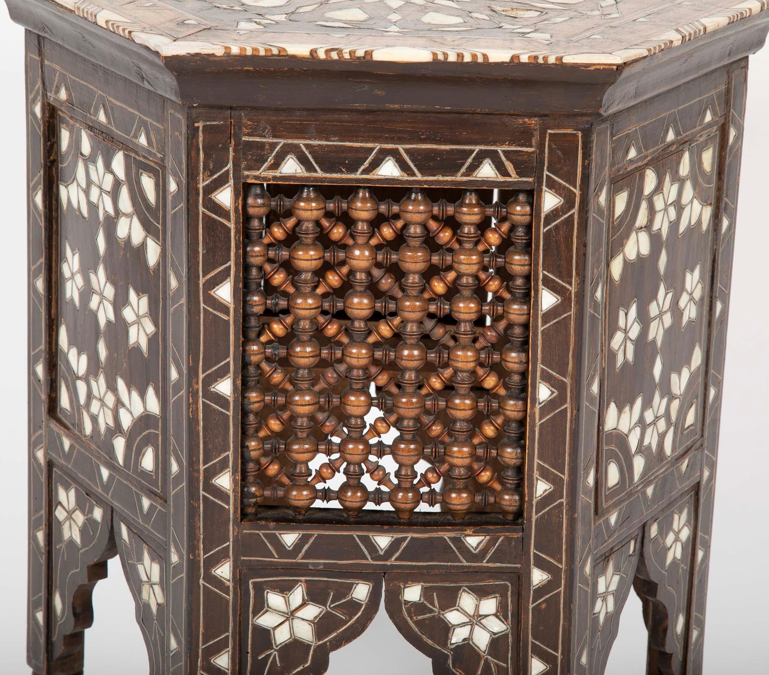 Ottoman Mother-of-Pearl and Bone Inlaid Side Table 3