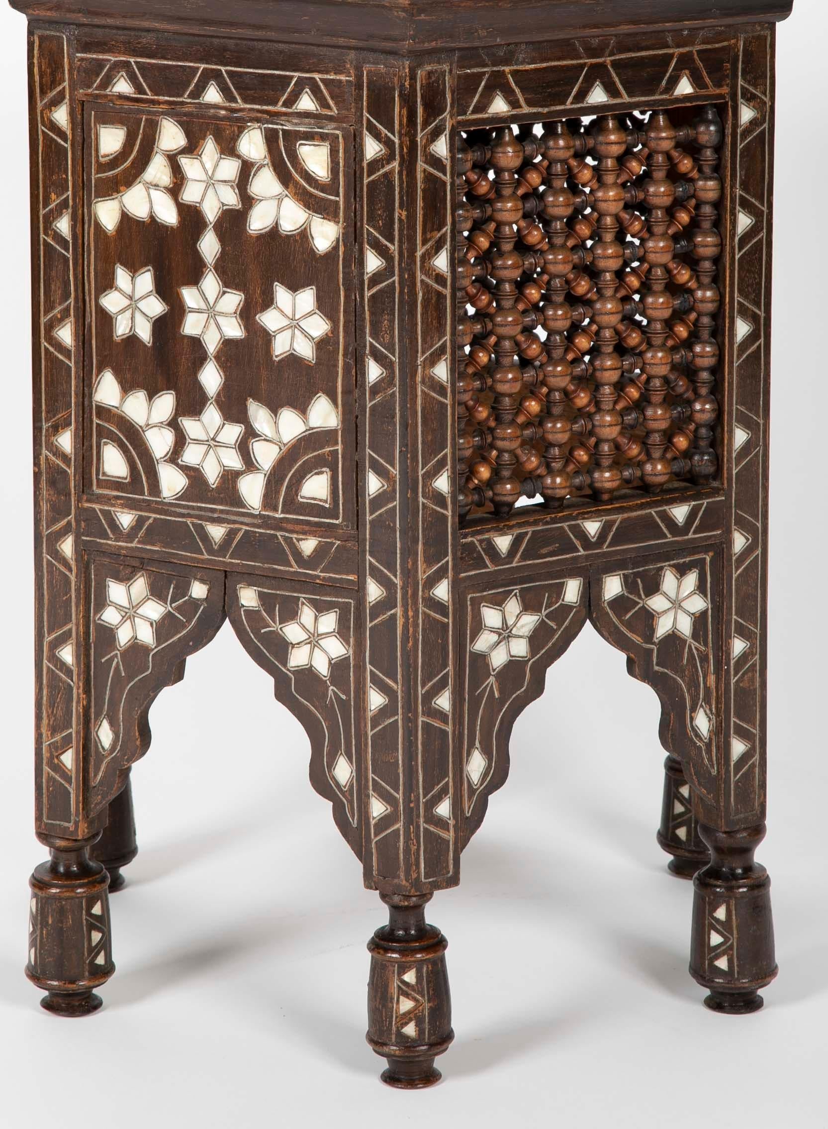 Turkish Ottoman Mother-of-Pearl and Bone Inlaid Side Table