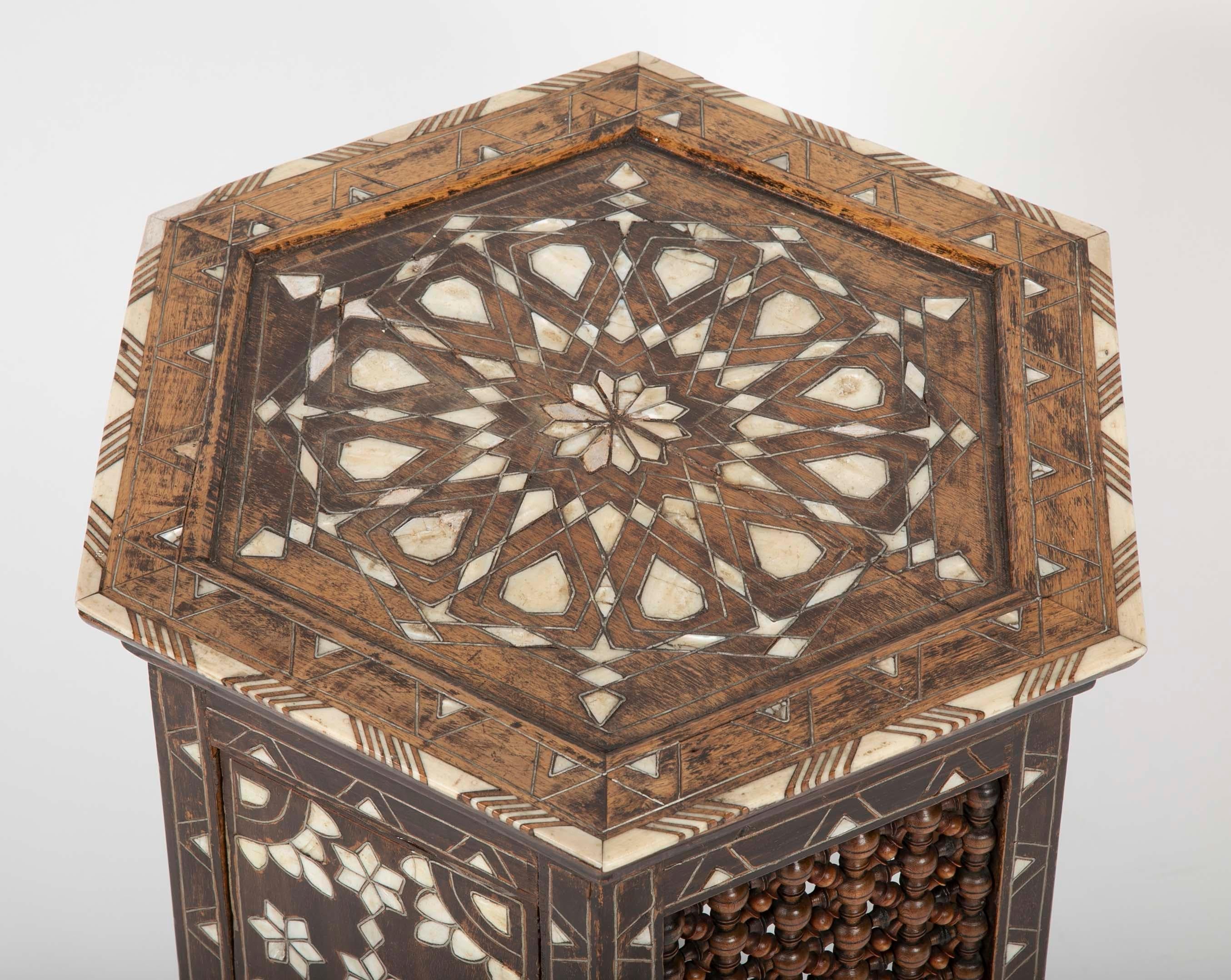 Inlay Ottoman Mother-of-Pearl and Bone Inlaid Side Table