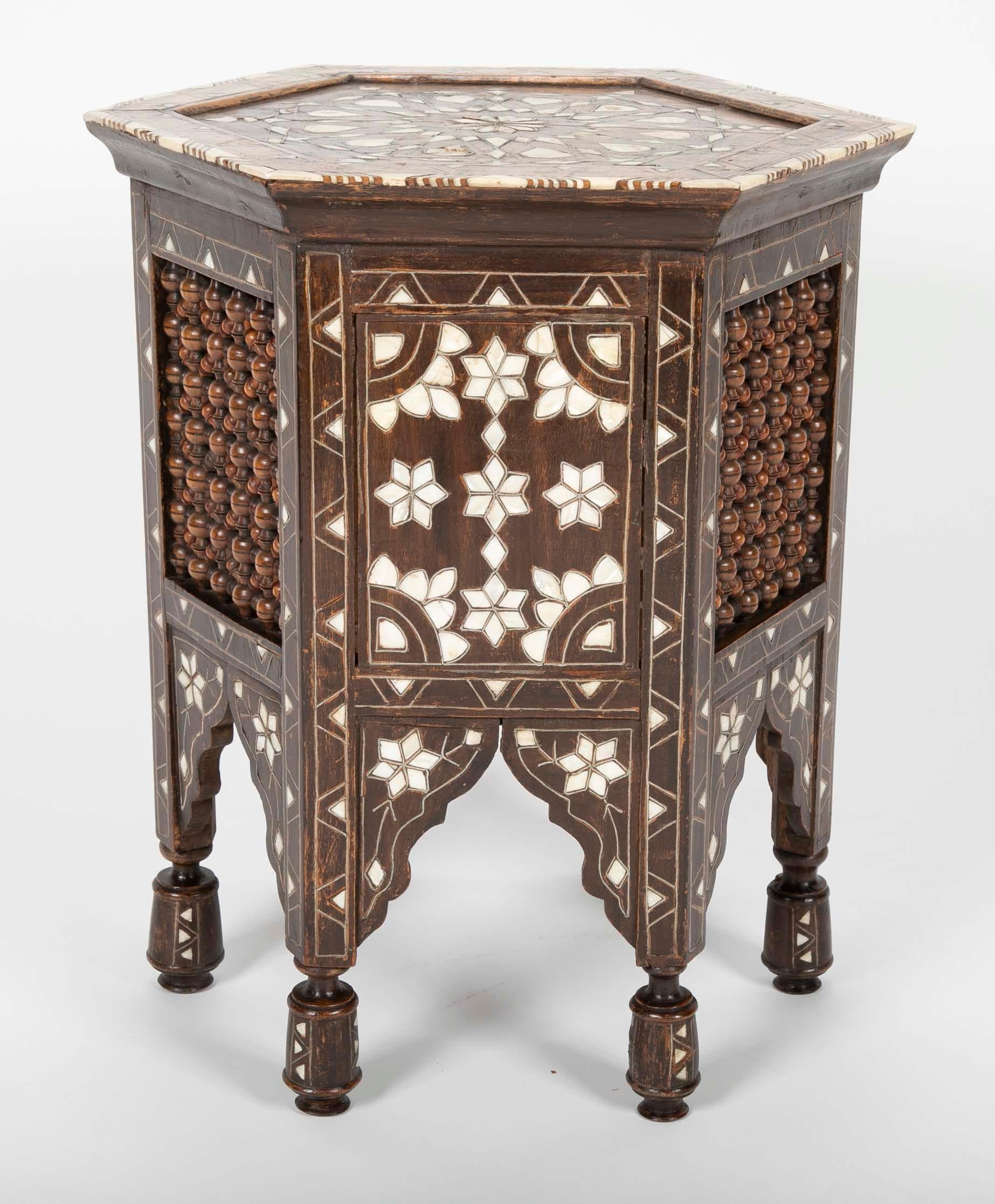 19th Century Ottoman Mother-of-Pearl and Bone Inlaid Side Table