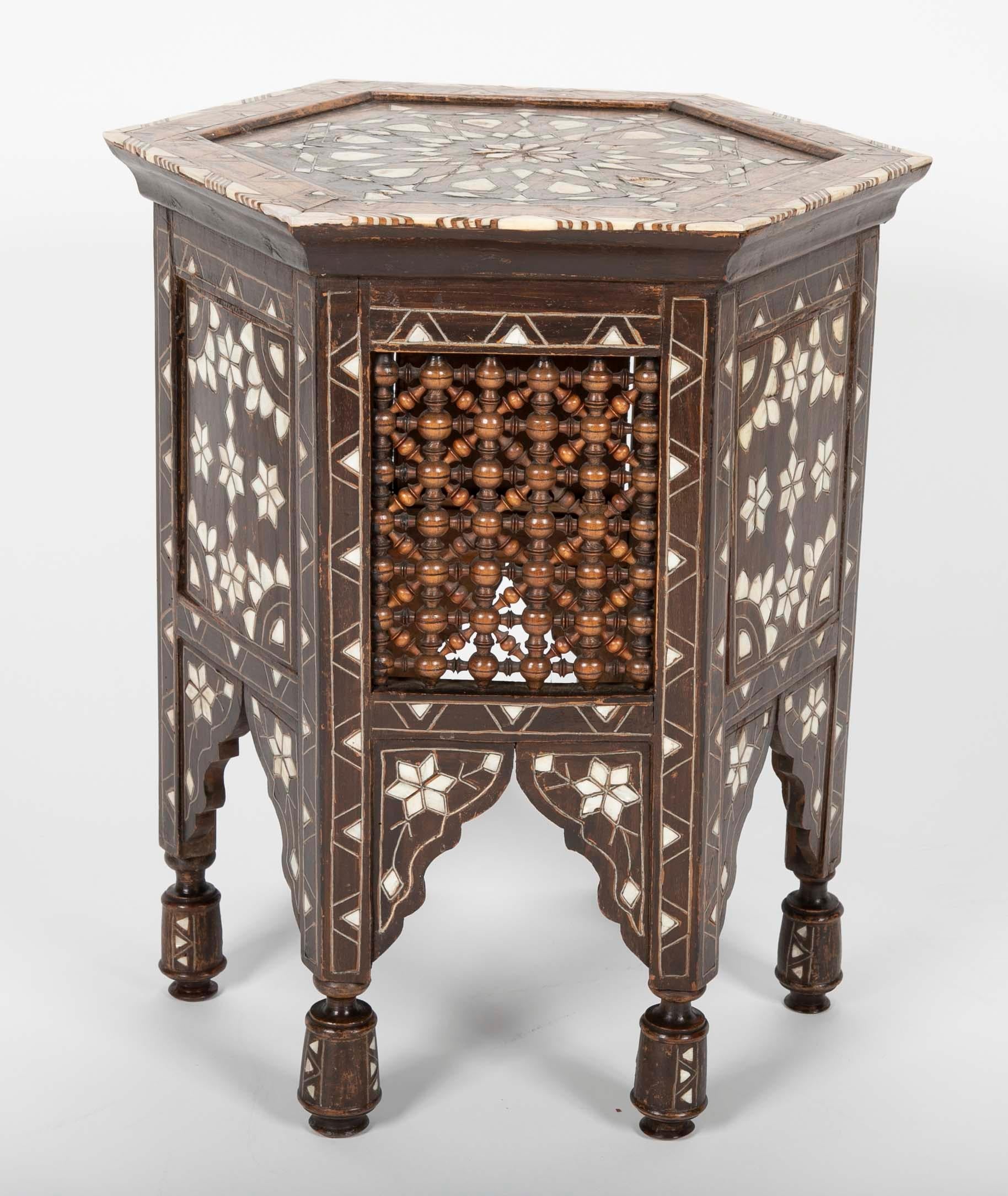 Ottoman Mother-of-Pearl and Bone Inlaid Side Table 2