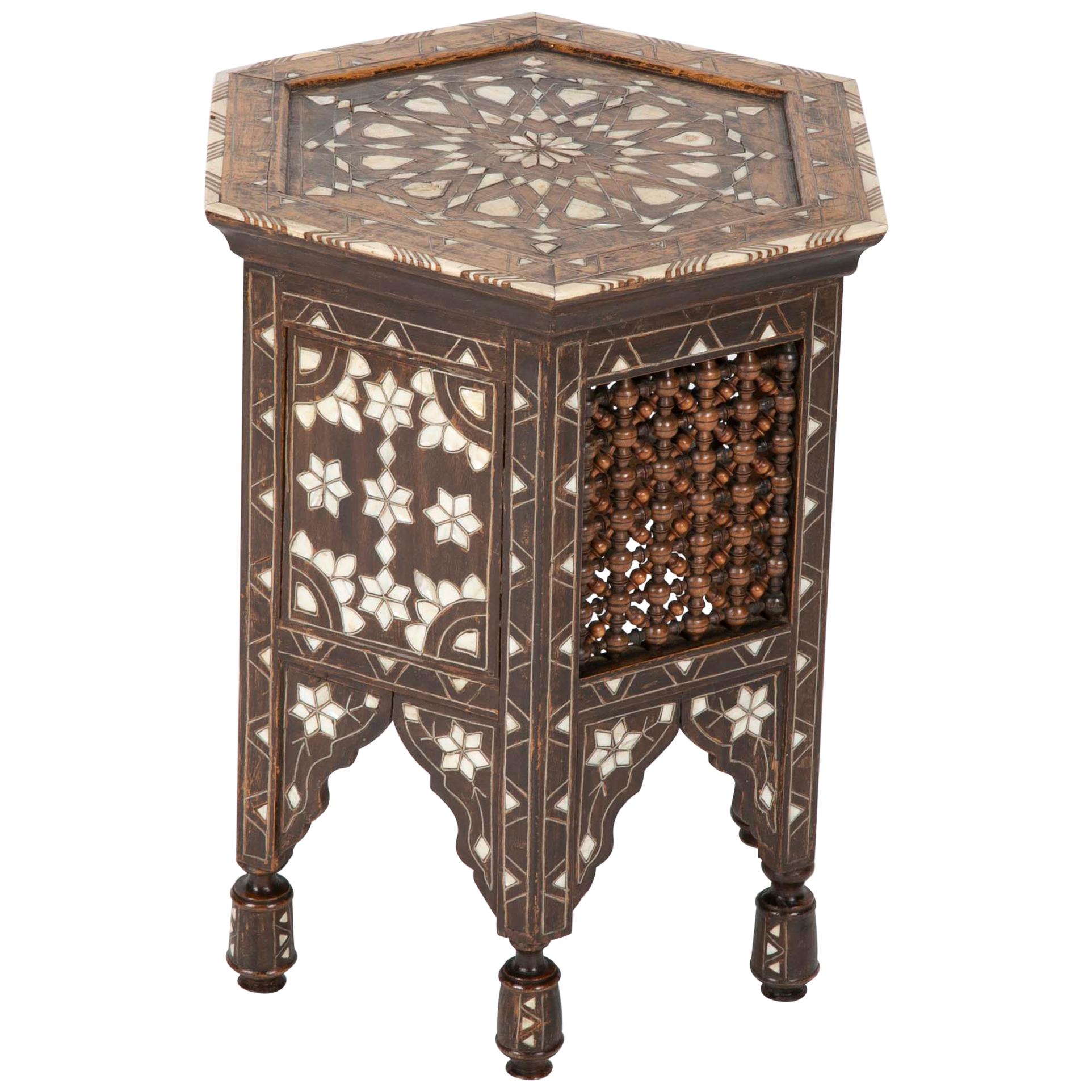 Ottoman Mother-of-Pearl and Bone Inlaid Side Table
