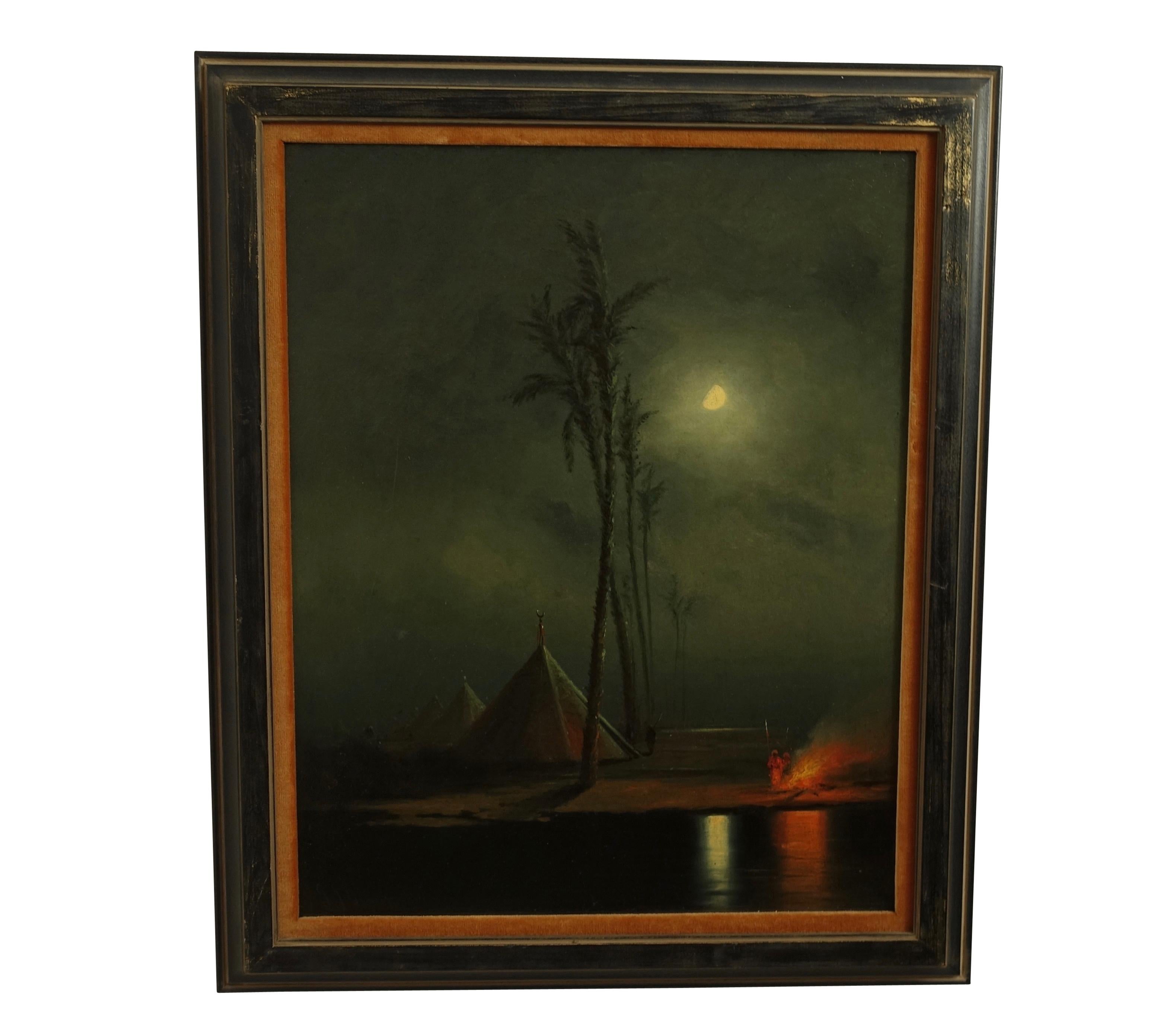 Ottoman Nocturnal Desert Scene Painting, by Gideon Jacques Denny, 19th Century For Sale 3