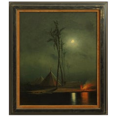 Ottoman Nocturnal Desert Scene Painting, by Gideon Jacques Denny, 19th Century