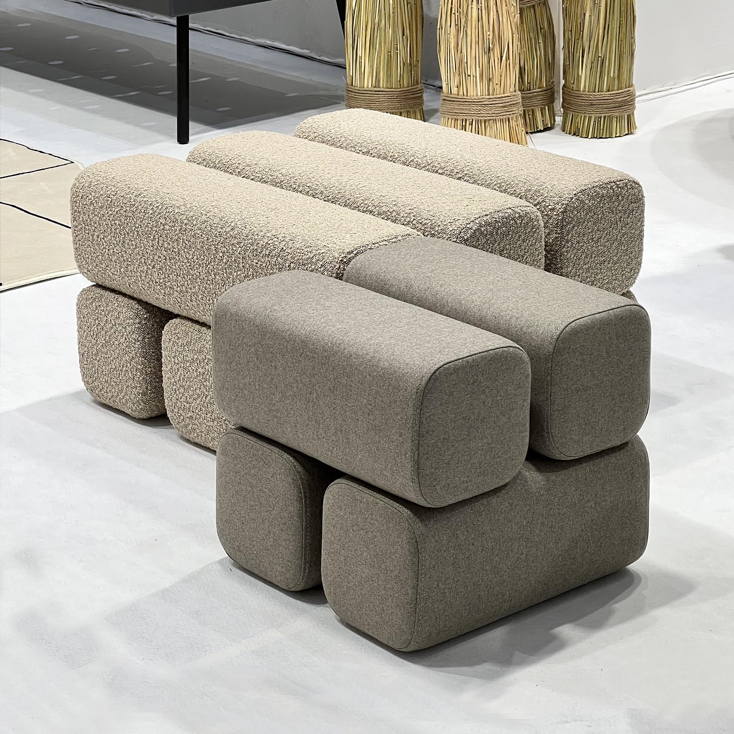 Aluminum Ottoman Pouf Drova by WOO For Sale