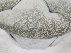 Ottoman Pouf Footstool Seafoam Green Velvet Coral Pattern