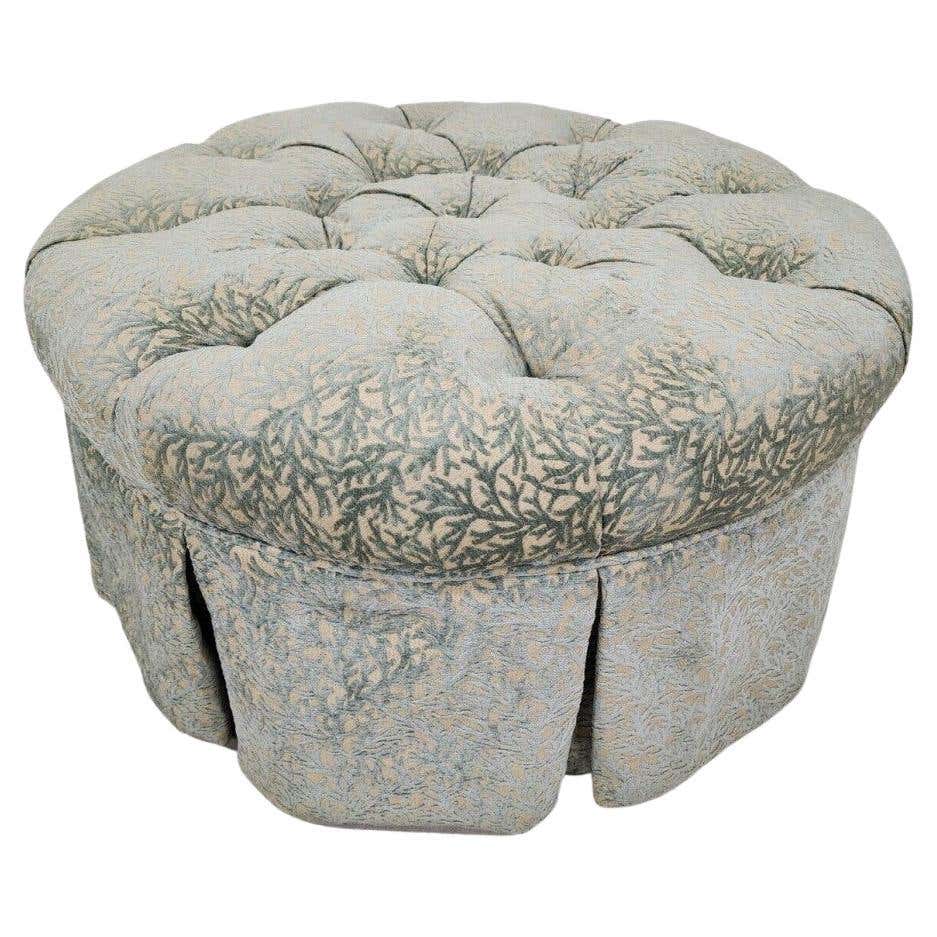 Ottoman Pouf Footstool Seafoam Green Velvet Coral Pattern For Sale at ...