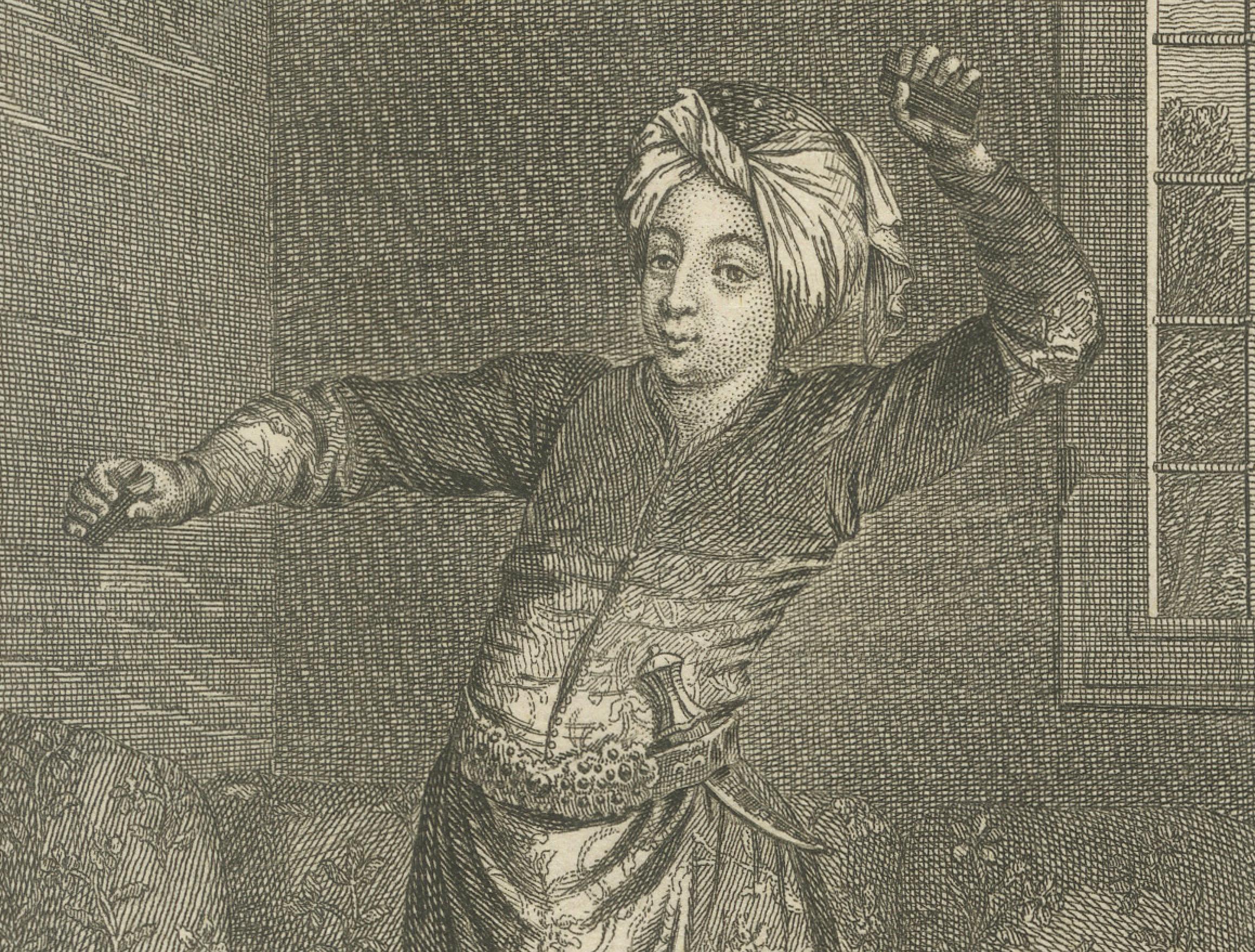 Osmanische Rituale und Tänzerinnen - Kupferstich von 1734 über türkische Liebe, Zeremonie und Tanz (Mitte des 18. Jahrhunderts) im Angebot