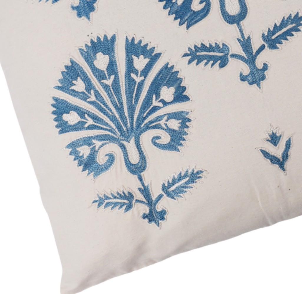 Other Ottoman Silk Carnation Garden Hand Embroidered Suzani Tapestry For Sale