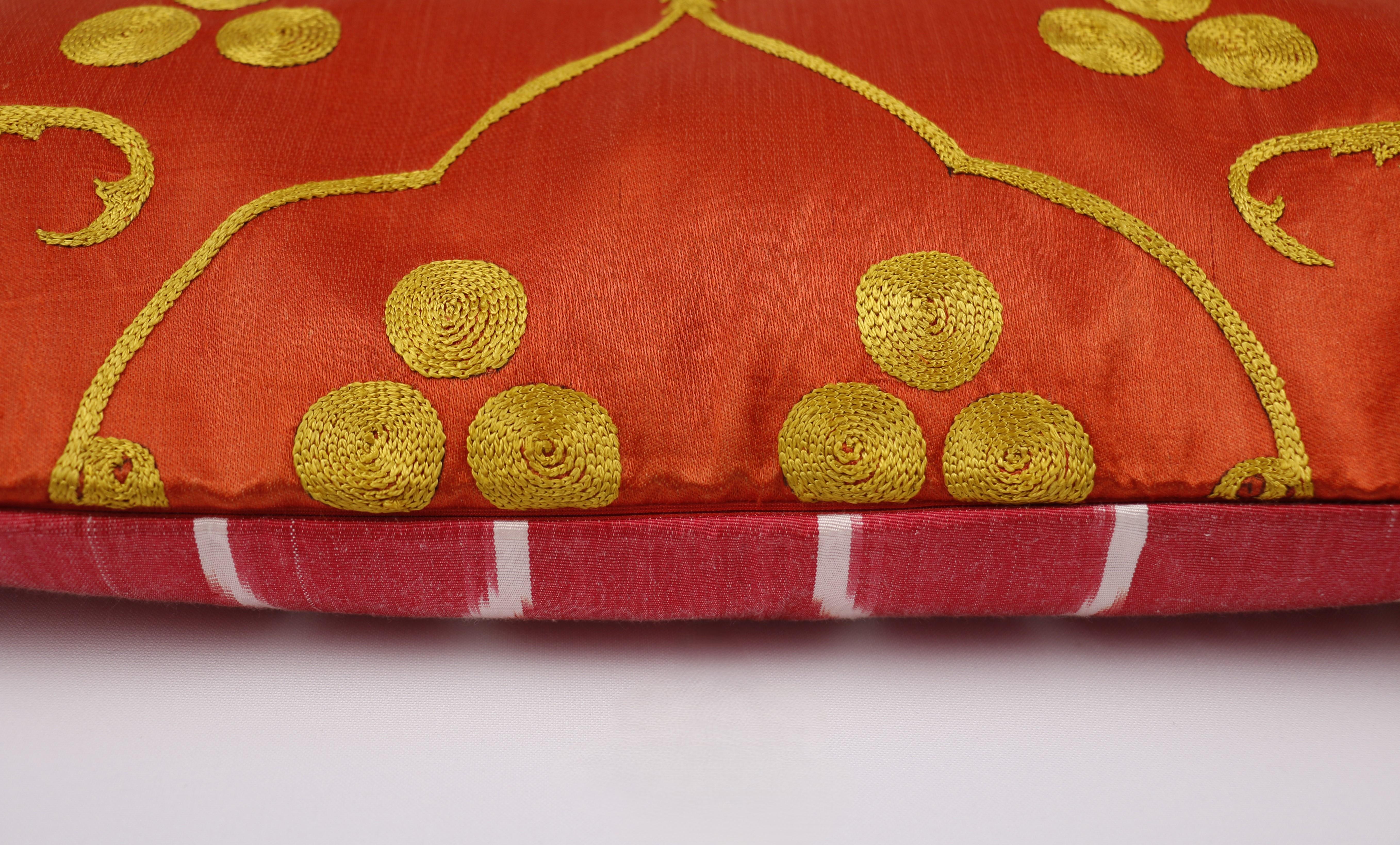 Hand-Crafted Ottoman Silk Chintamani Embroidered Suzani Cushion Cover For Sale