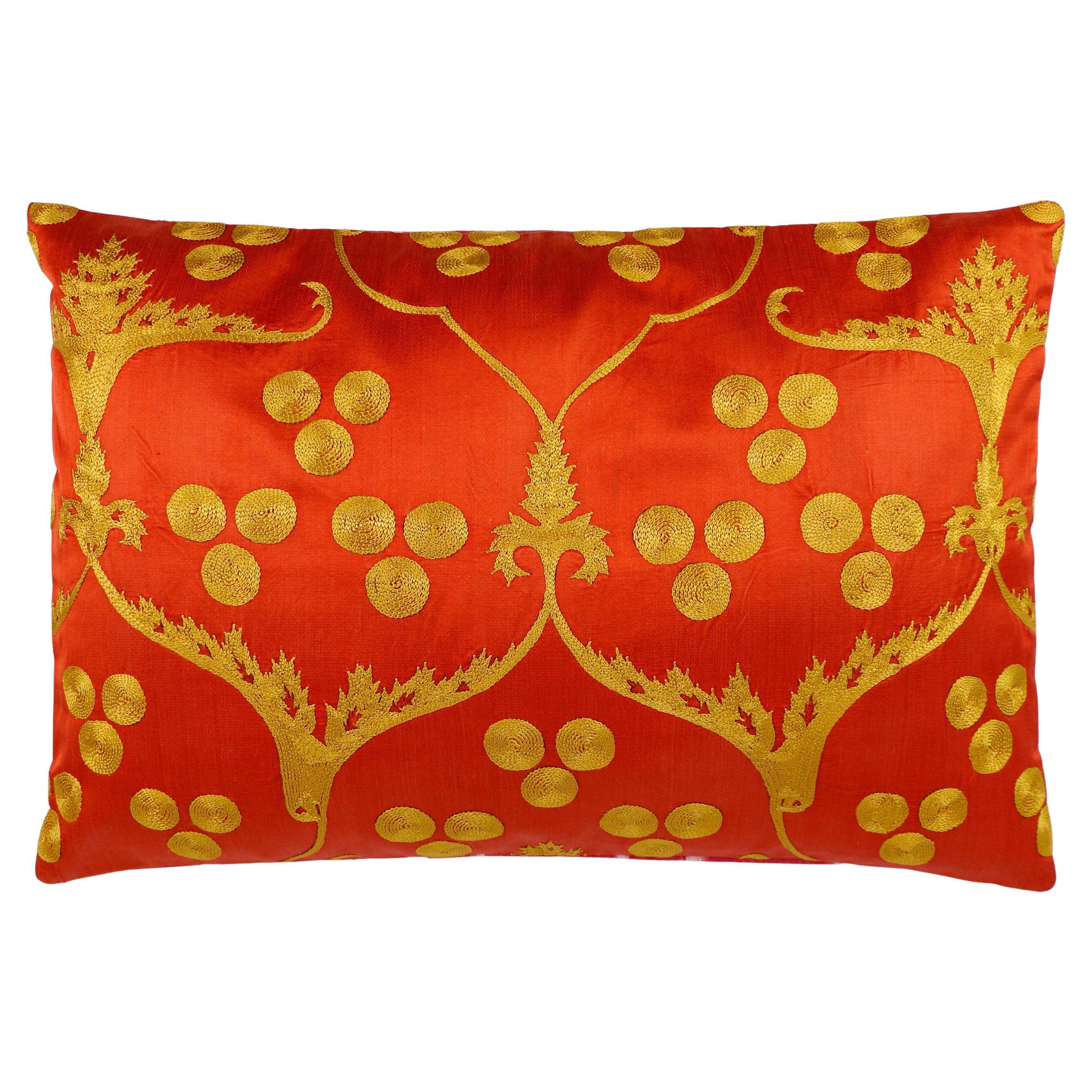 Ottoman Silk Chintamani Embroidered Suzani Cushion Cover