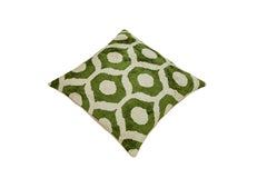 Ottoman Silk Green Dots Velvet Ikat Cushion