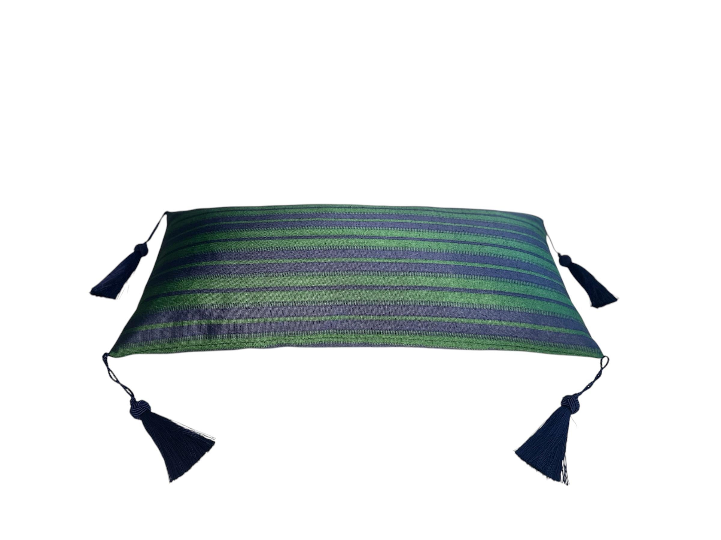 Organic Modern Ottoman Silk Handwoven Purple Stripe Cushion