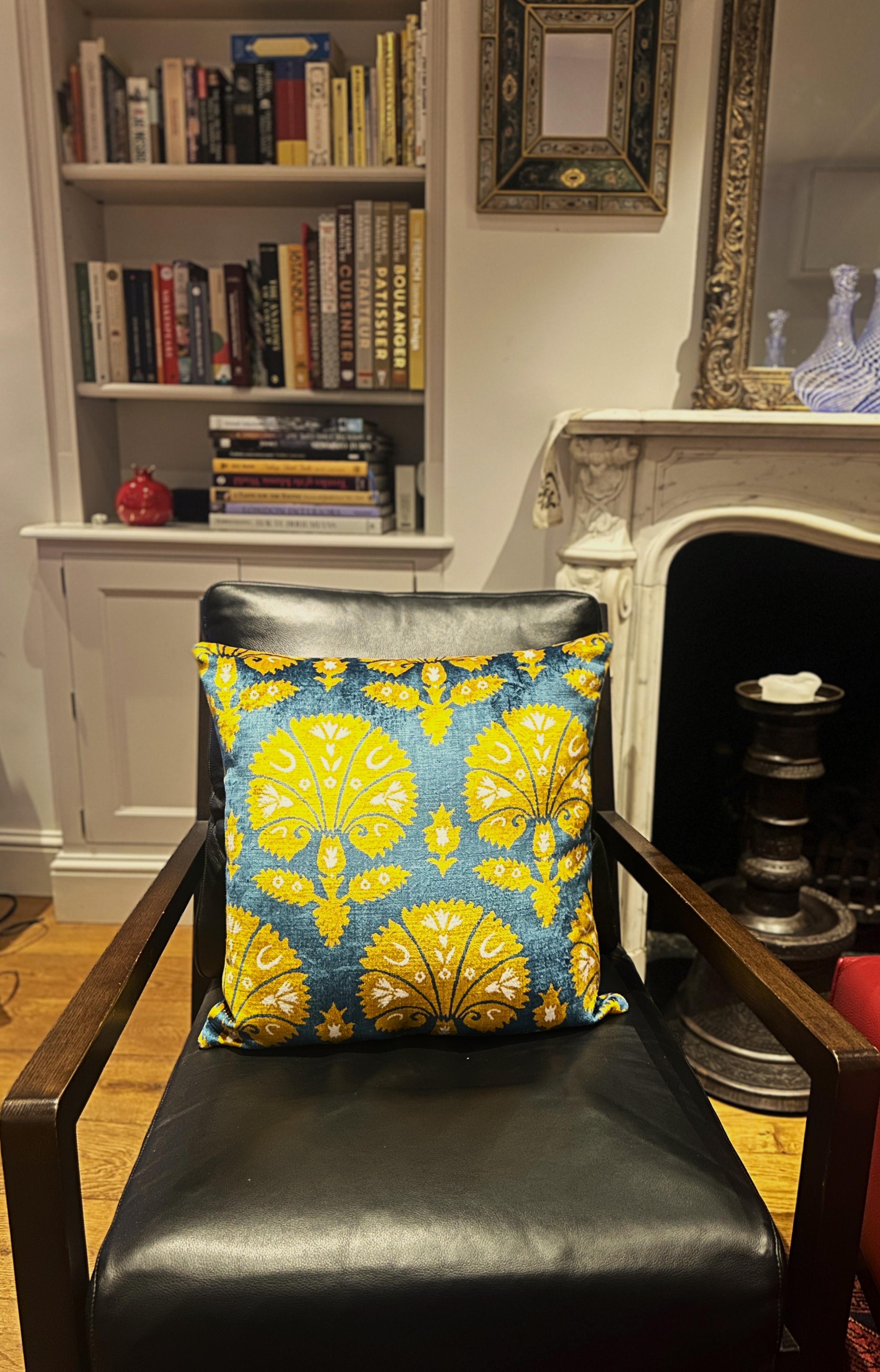 Islamic Ottoman Silk Handwoven Velvet Carnation Cushion Cover For Sale