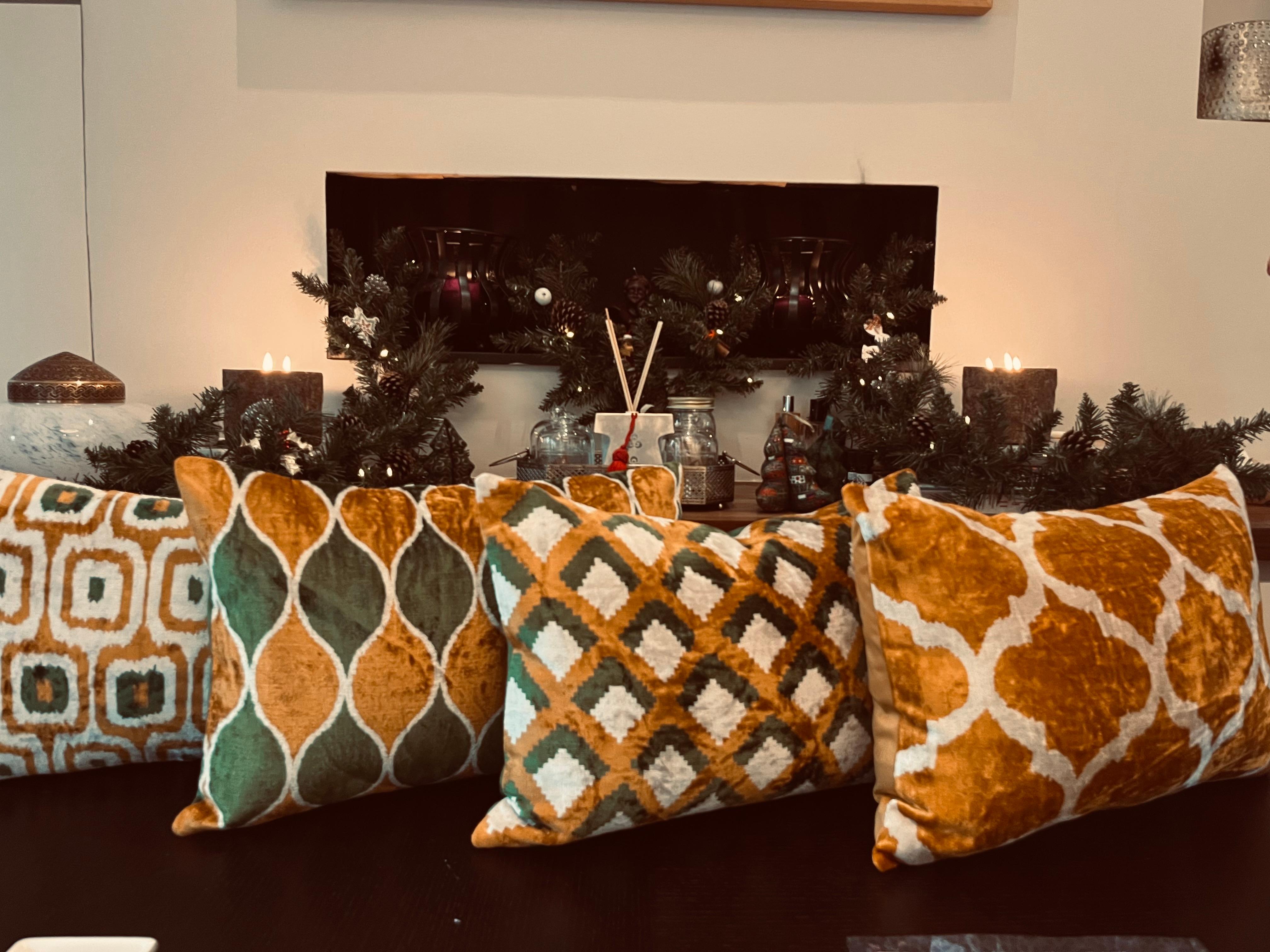 Hand-Woven Ottoman Silk Handwoven Velvet Cushion For Sale