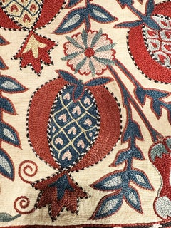 Ottoman Silk Pomegranate Hand Embroidered Suzani Tapestry