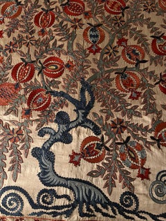 Ottoman Silk Sultan's Pomegranate Tree Hand Embroidered Suzani Tapestry