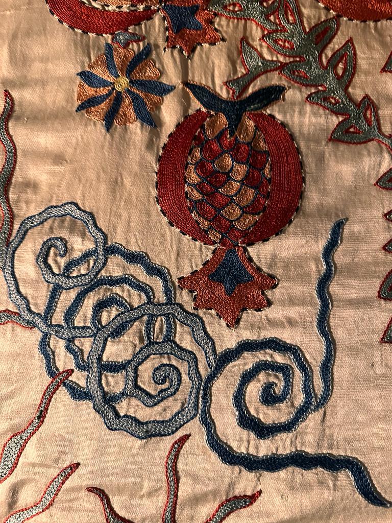 Image showcasing Ottoman Silk Sultan's Pomegranate Tree Hand Embroidered Suzani Tapestry ...