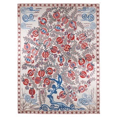 Ottoman Silk Sultan's Pomegranate Tree Hand Embroidered Suzani Tapestry