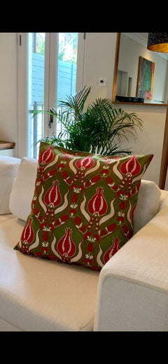 Ottoman Silk Tulip Embroidered Suzani Cushion