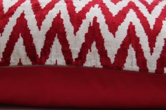 Ottoman Silk Red Hand Dyed and Hand woven Velvet Cushion
